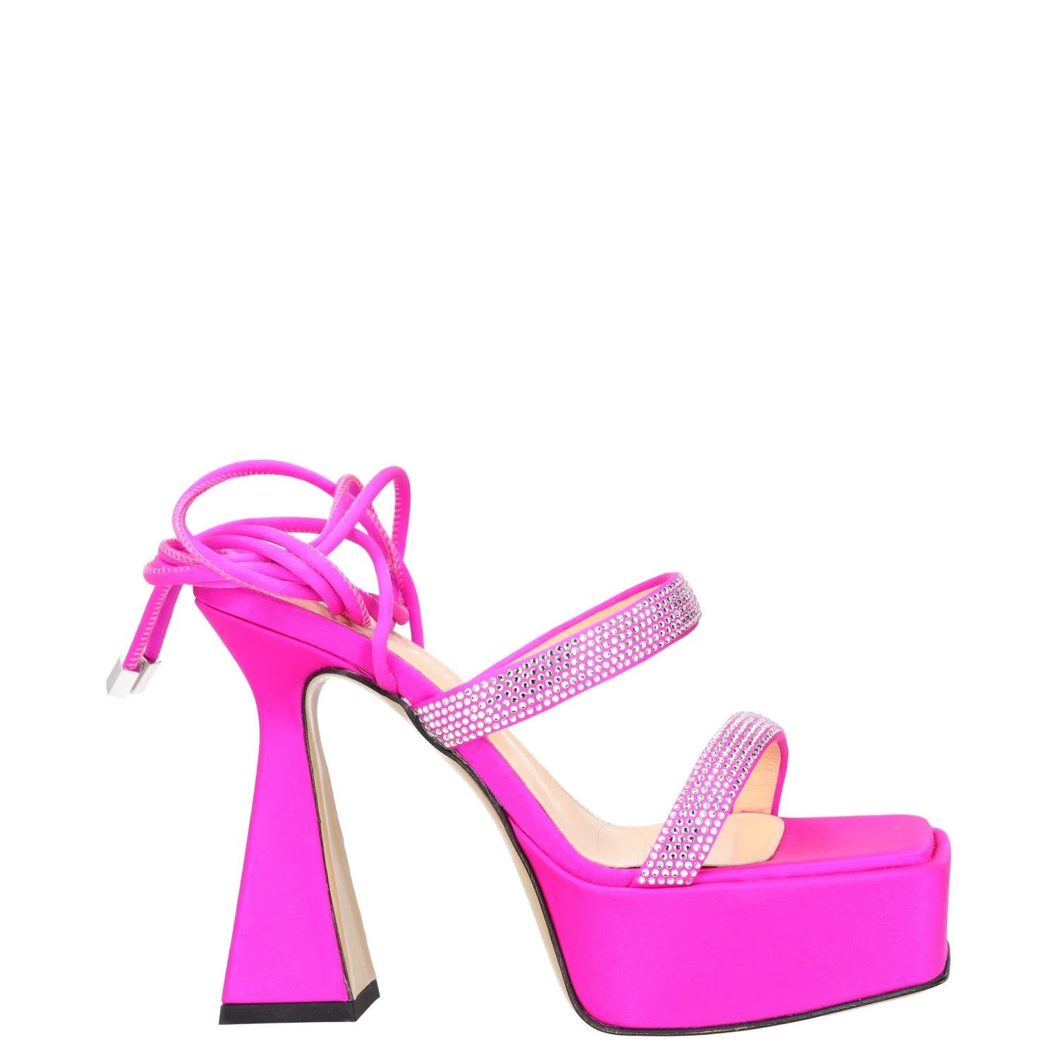 MACH & MACH Womens Platform Heels Pink Rhinestone Strappy Open Toe UK1.5 RRP 600
