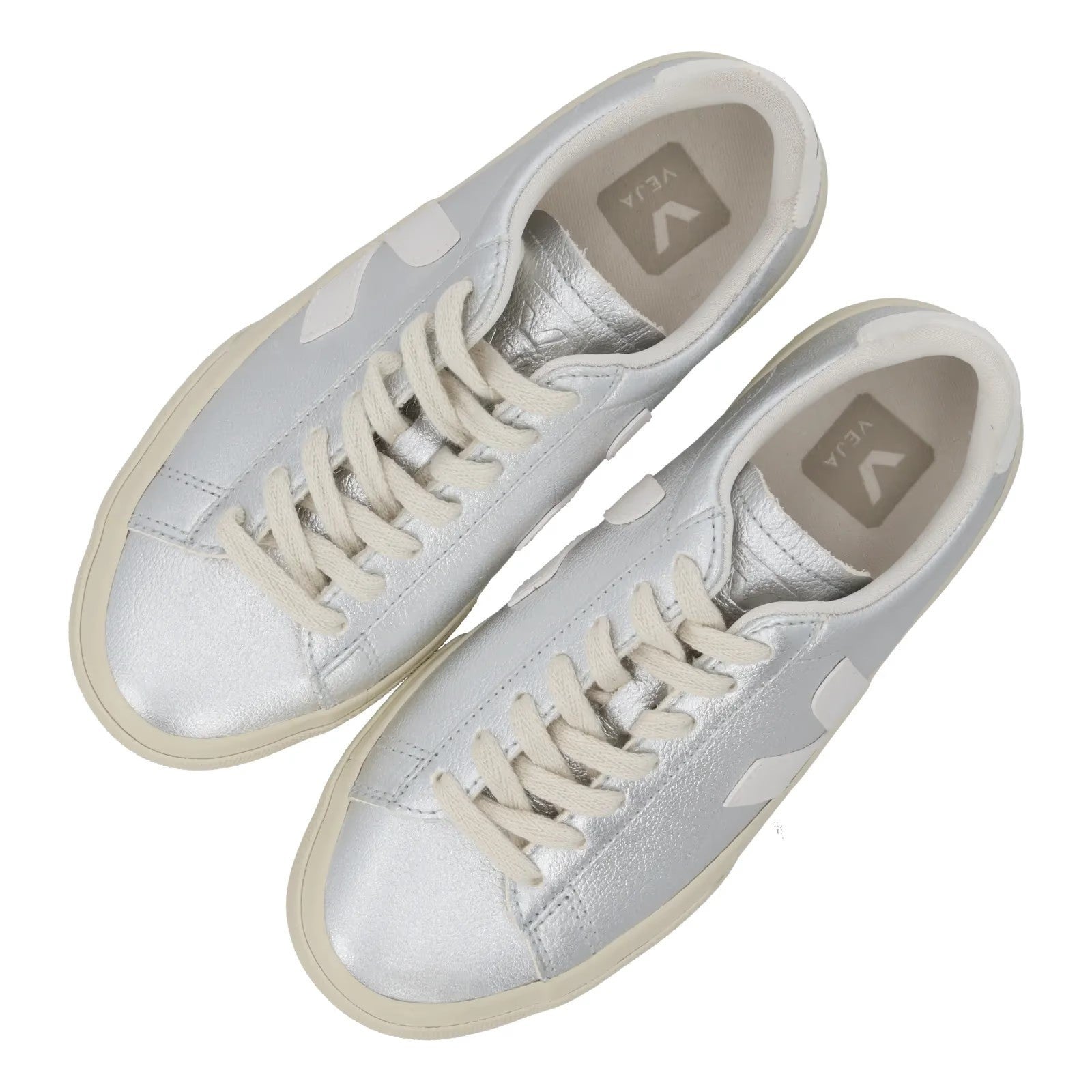 Veja Womens Campo Silver Metallic Sneakers Low Top Lace Up UK 10 RRP 119 — View 9