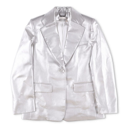 CHLOE Womens Jacket Silver Cloud Blaze Metallic Mid Length Size 40 RRP 2490
