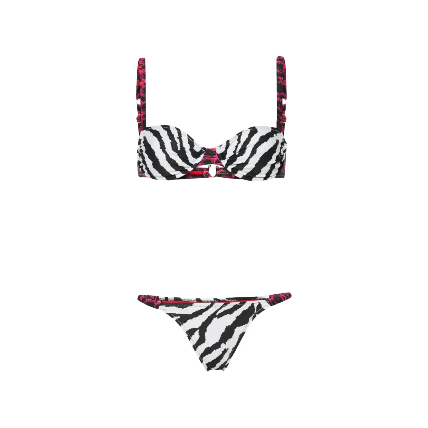 REINA OLGA Womens Marti Bikini Set Multi Leo Scrunch Straps Zebra Print 1 RRP150