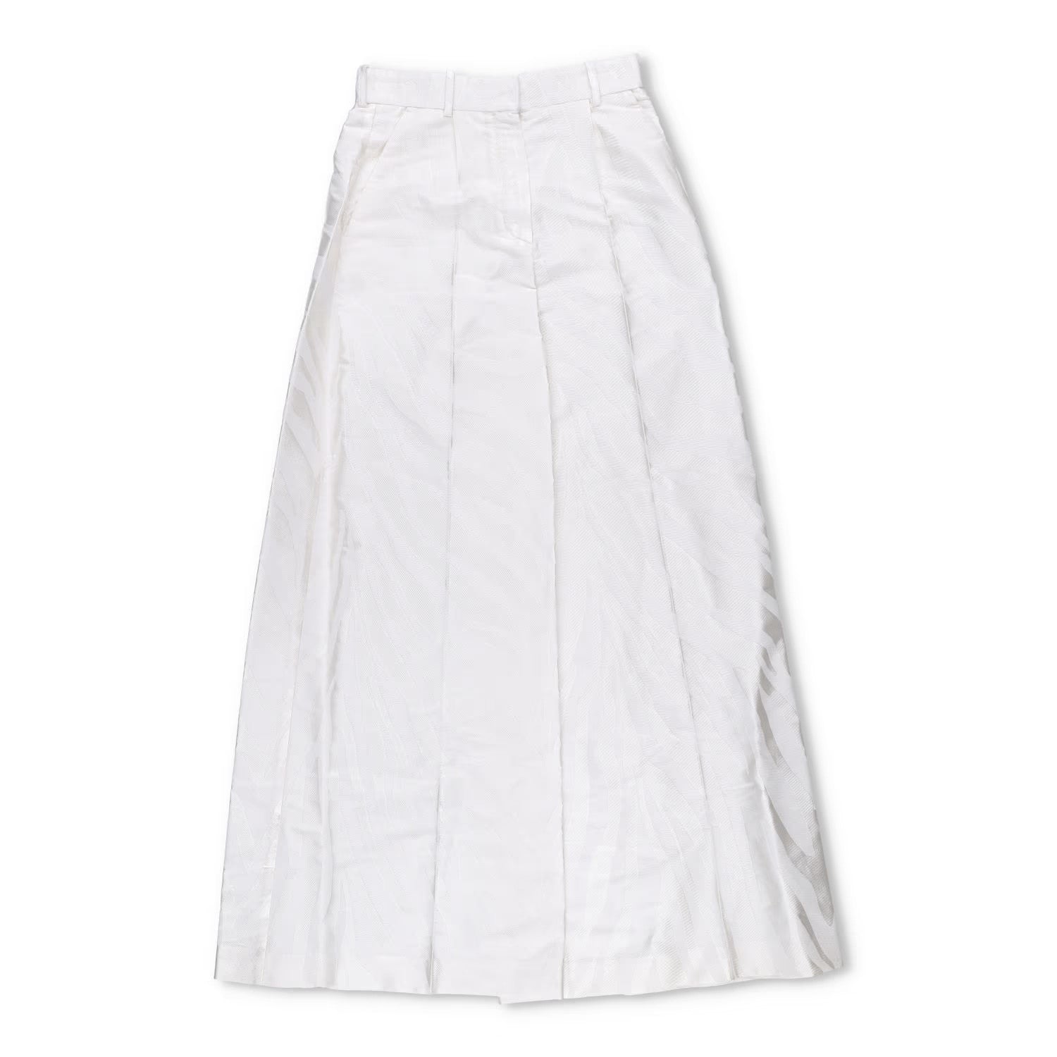 NINA RICCI Zebra-Jacquard Palazzo Pants White Wide Leg Trousers Size 38 RRP 675