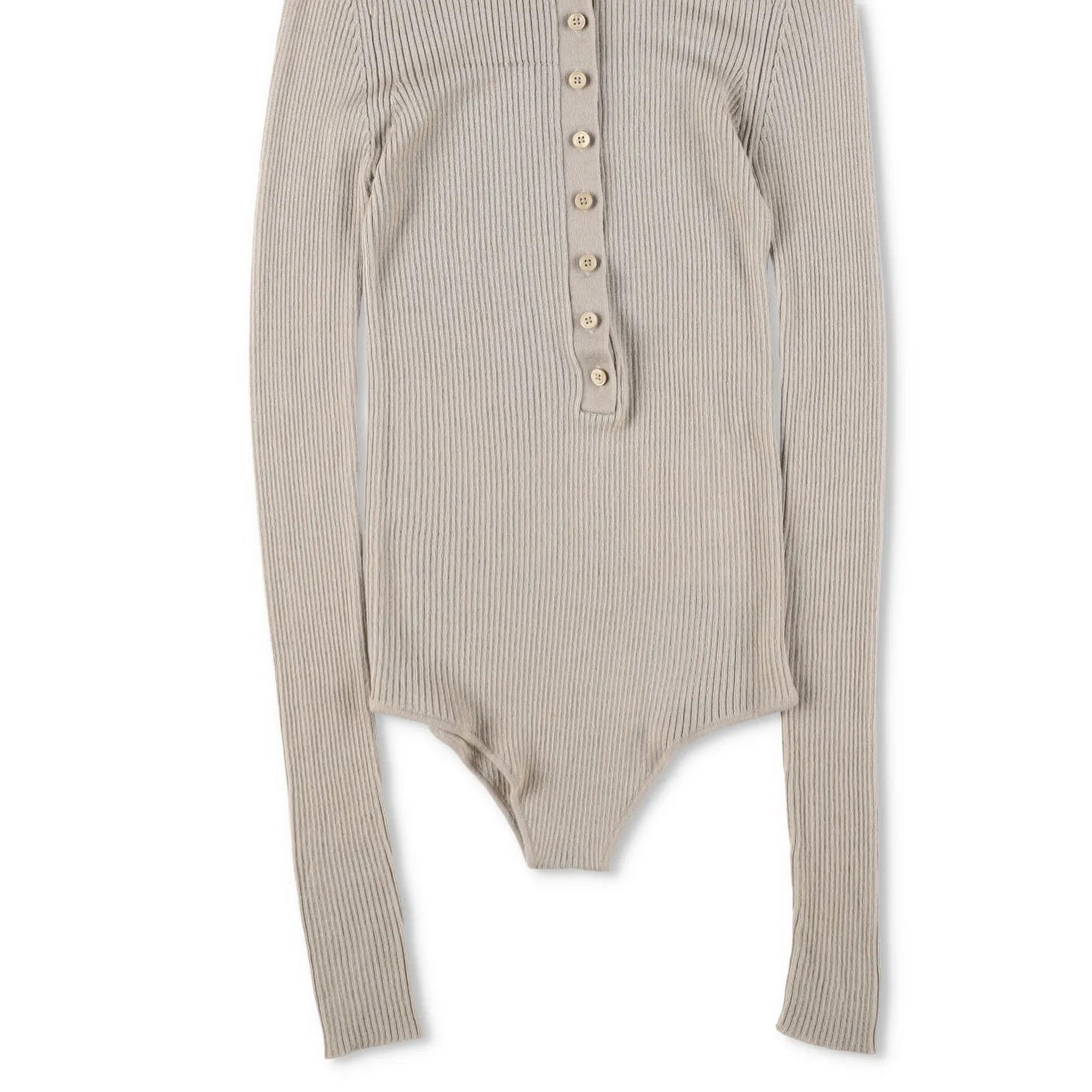 FRANKIE SHOP Womens Solana Polo Bodysuit Ribbed Knit Beige Size XS RRP 198 — View 7