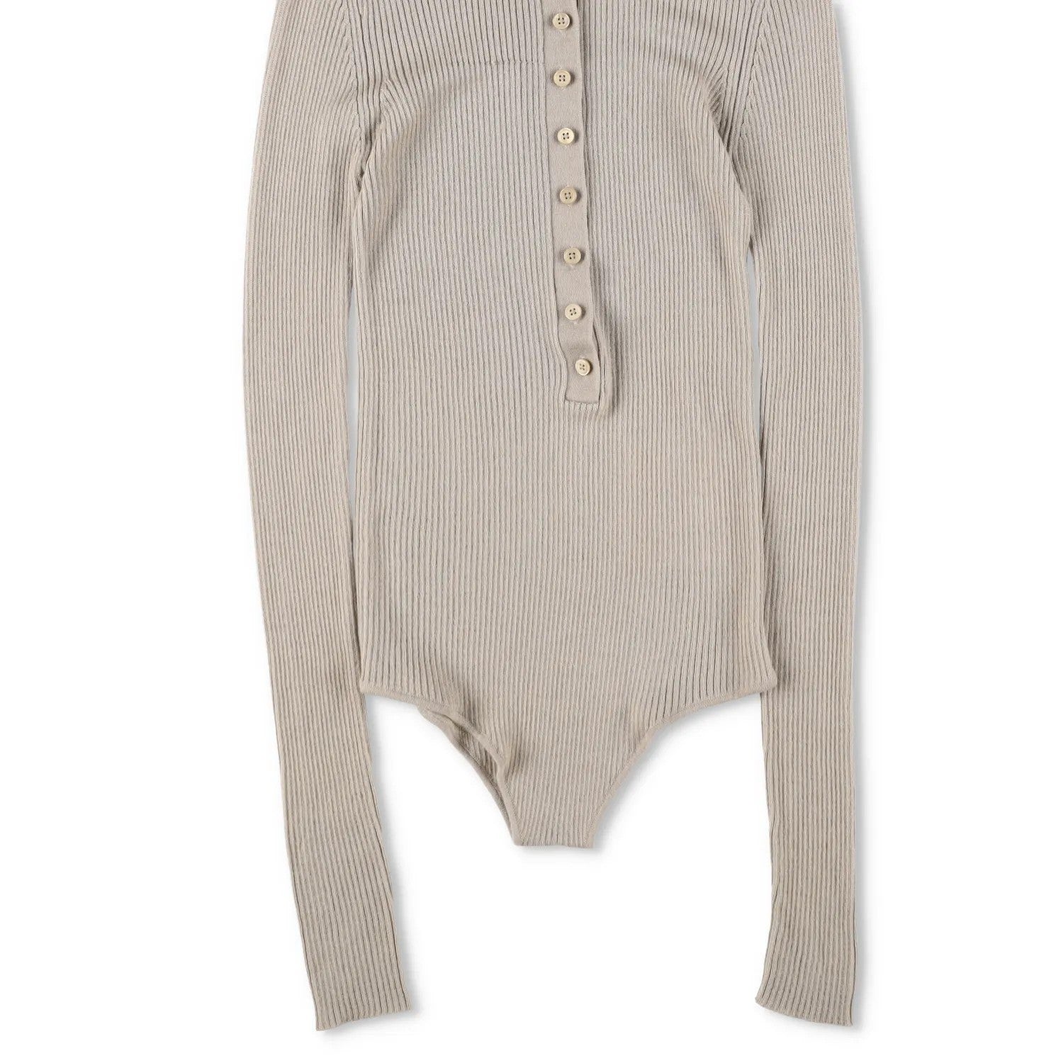 FRANKIE SHOP Womens Solana Polo Bodysuit Ribbed Knit Beige Size XS RRP 198 — View 7