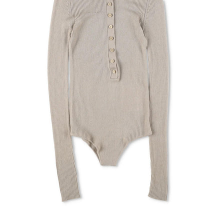 FRANKIE SHOP Womens Solana Polo Bodysuit Ribbed Knit Beige Size XS RRP 198 — View 7