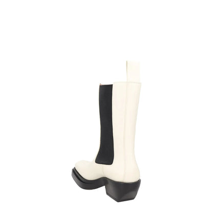 BOTTEGA VENETA Womens High Boots White Black Leather Cuban Heel UK5.5 RRP 1080 — View 5