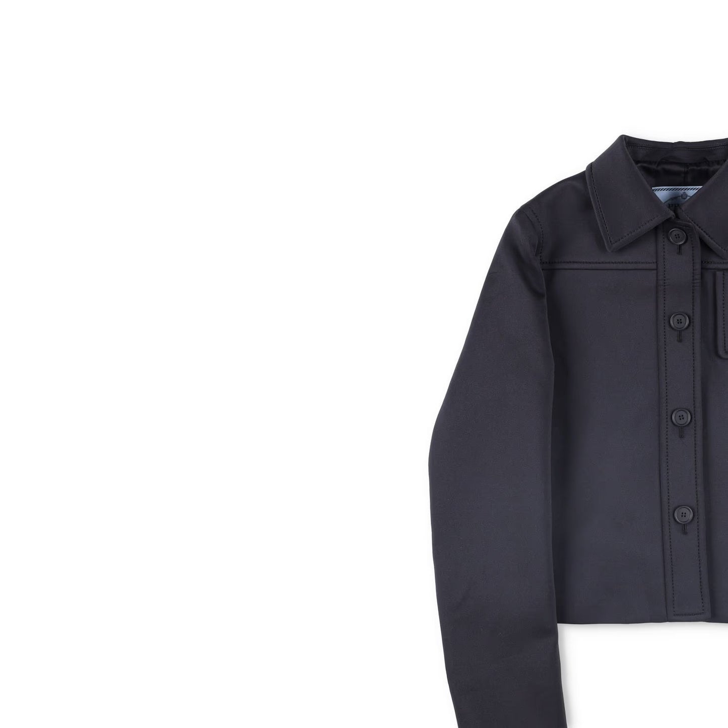 PRADA Womens Black Cropped Jacket Logo Accent Button Closure Size 40 RRP 1700 — View 4