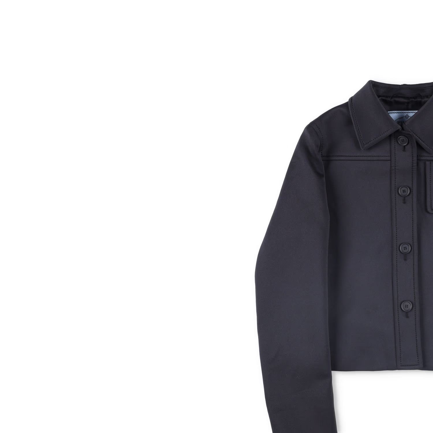 PRADA Womens Black Cropped Jacket Logo Accent Button Closure Size 40 RRP 1700 — View 4