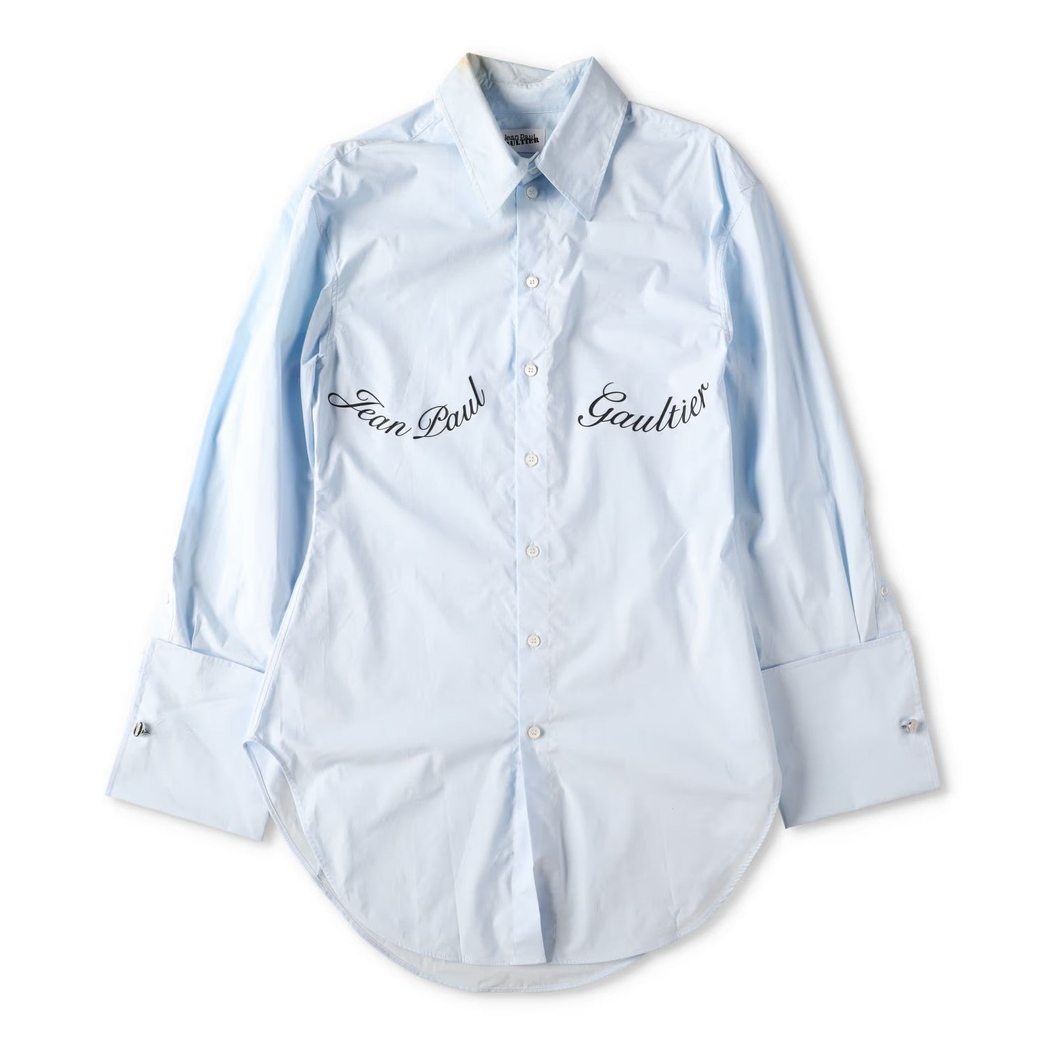 JEAN PAUL GAULTIER Womens Shirt Stretch Poplin Logo Transfer Print M RRP 440