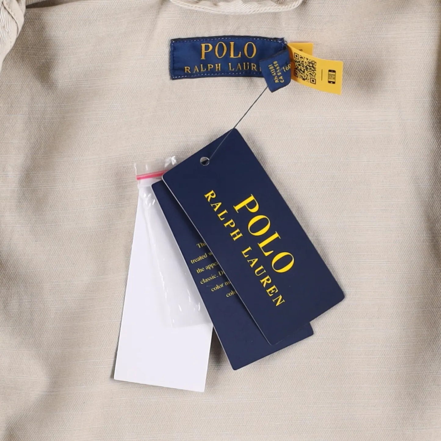 POLO Mens Jacket Cotton Blend Windbreaker Beige Collared Logo Size S RRP 275 — View 6