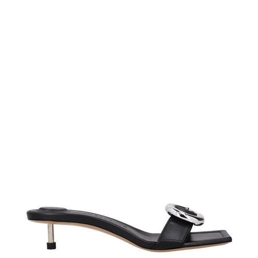 JACQUEMUS Womens Mule Heels Black Leather Metal Buckle Open Toe UK 3 RRP 400