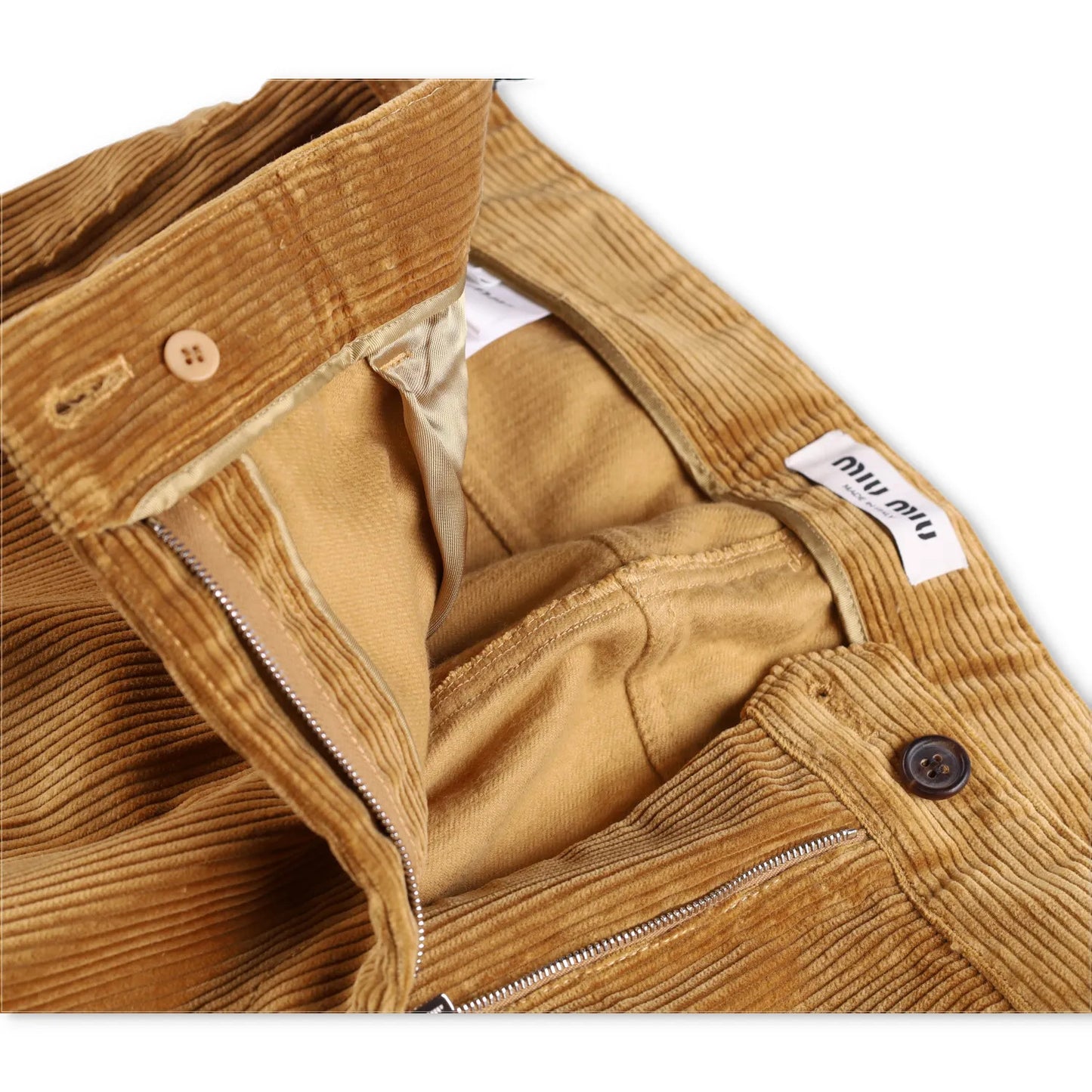 MIU MIU Men Velluto Coste Chino Trousers Yellow Corduroy Slash Pocket 50 RRP1220 — View 7