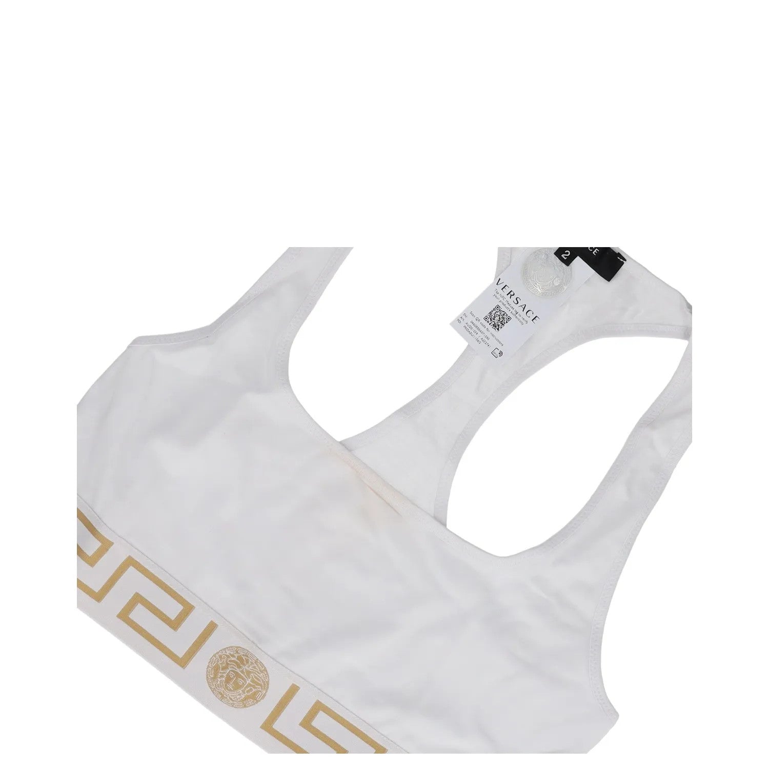 VERSACE Womens Bra Soft Cup Square Neck Topeka White Greek Racerback 2 RRP 75 — View 3