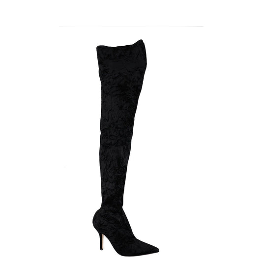 PARIS TEXAS Womens Over Knee Boots Black Synthetic Stiletto Heel UK 5 RRP 450