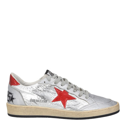 GOLDEN GOOSE Mens Trainers Silver Red Leather Low Top Lace Up UK 6 RRP 485