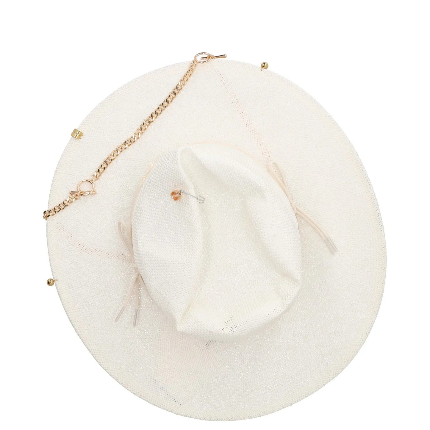 RUSLAN BAGINSKIY Womens Pierced Chain Strap Fedora Hat Beige Neutrals L RRP 400 — View 7