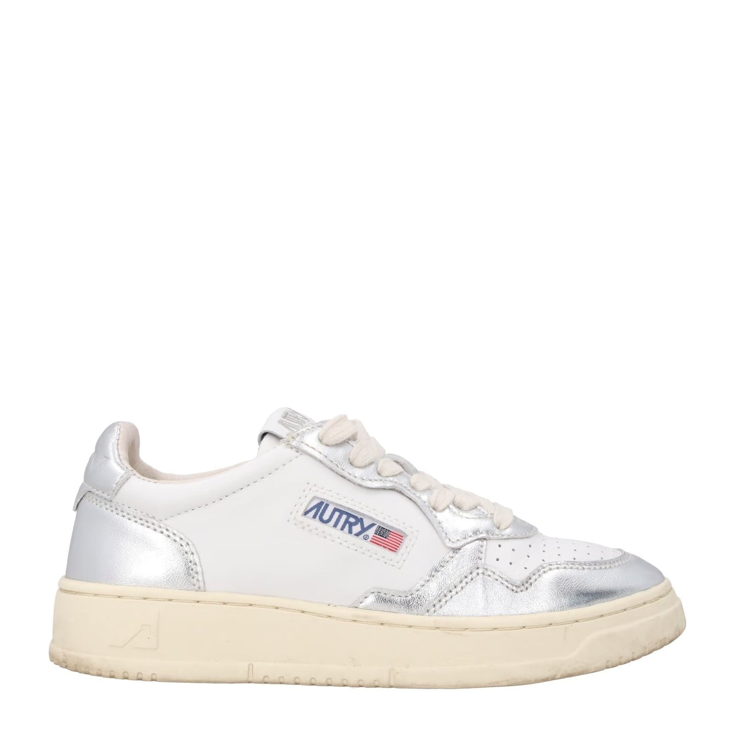 AUTRY Womens Medalist Bi Colour Silver Leather Lace Up Trainers EU 36 RRP 190