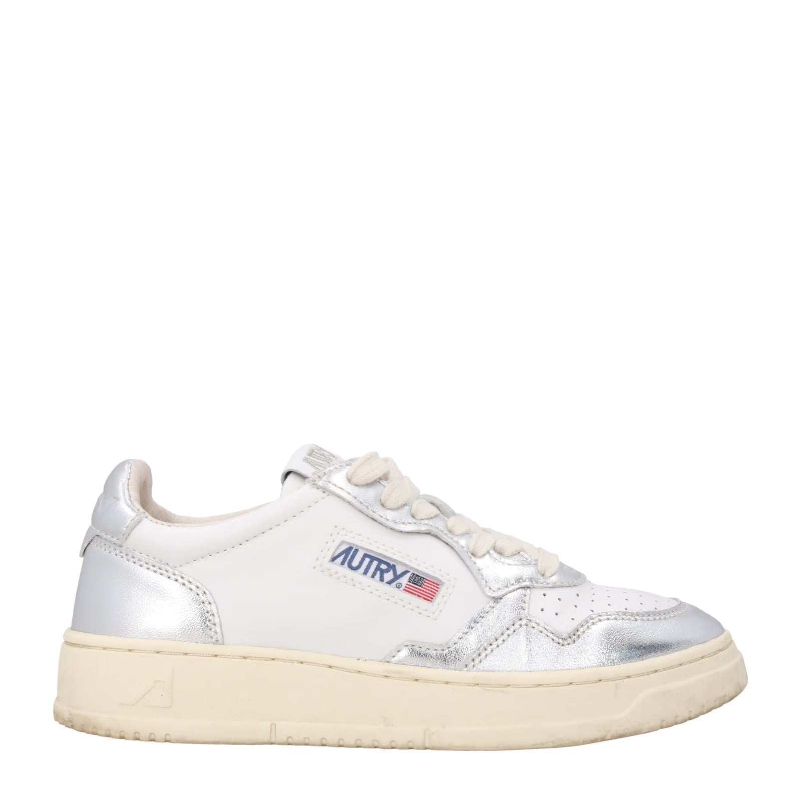 AUTRY Womens Medalist Bi Colour Silver Leather Lace Up Trainers EU 36 RRP 190