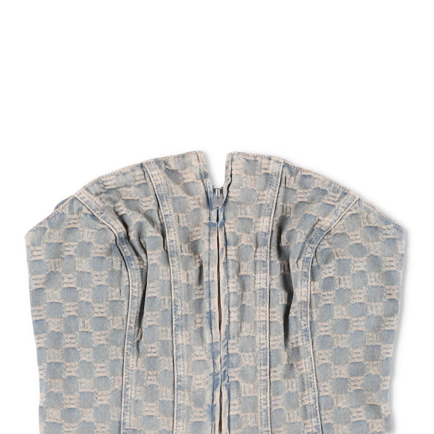 MISBHV Womens Jacquard Denim Monogram Corset Top Blue Cotton Size XL RRP 285 — View 2