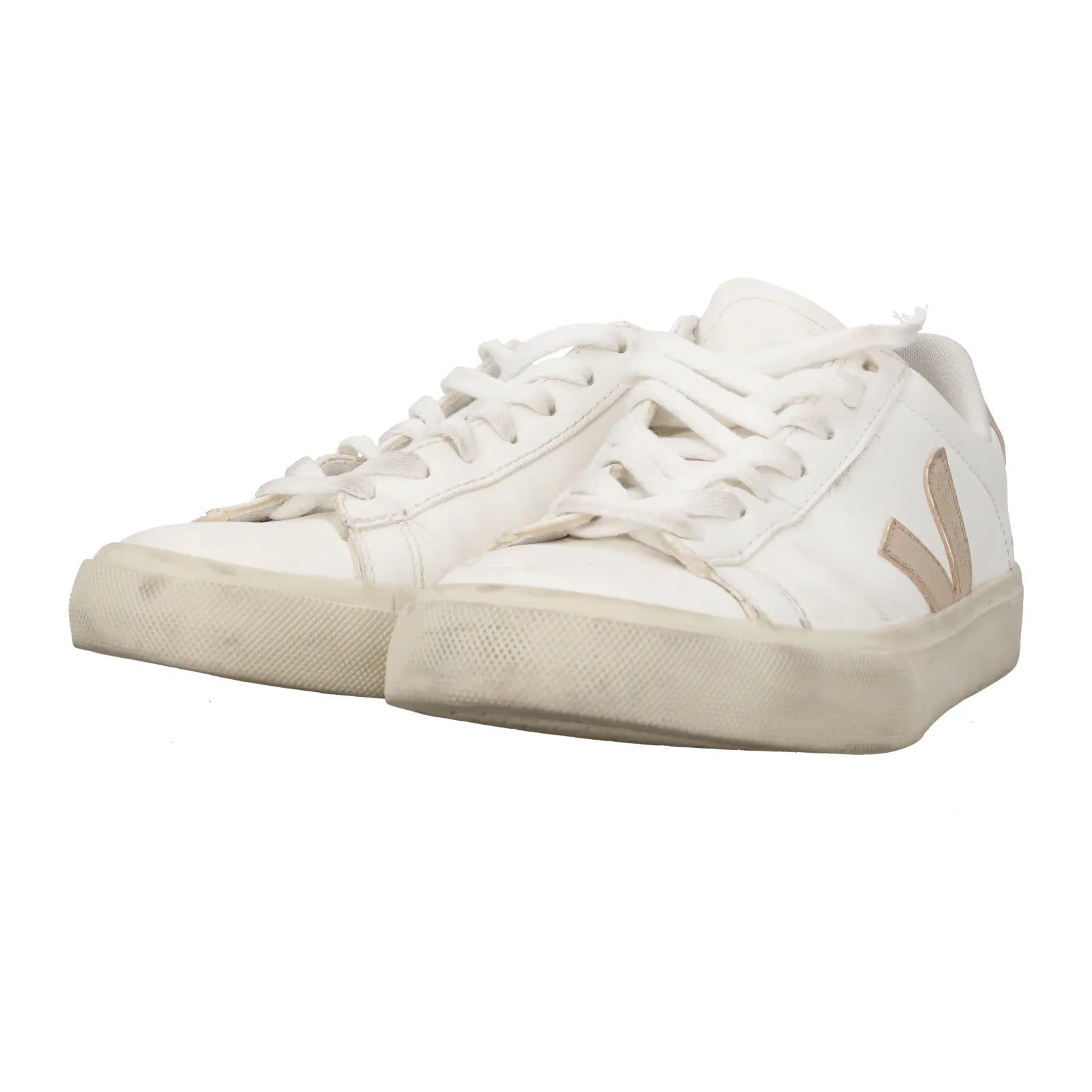 VEJA Womens Campo Sneaker Leather Low Top Lace Up White Metallic Logo UK6 RRP152 — View 8