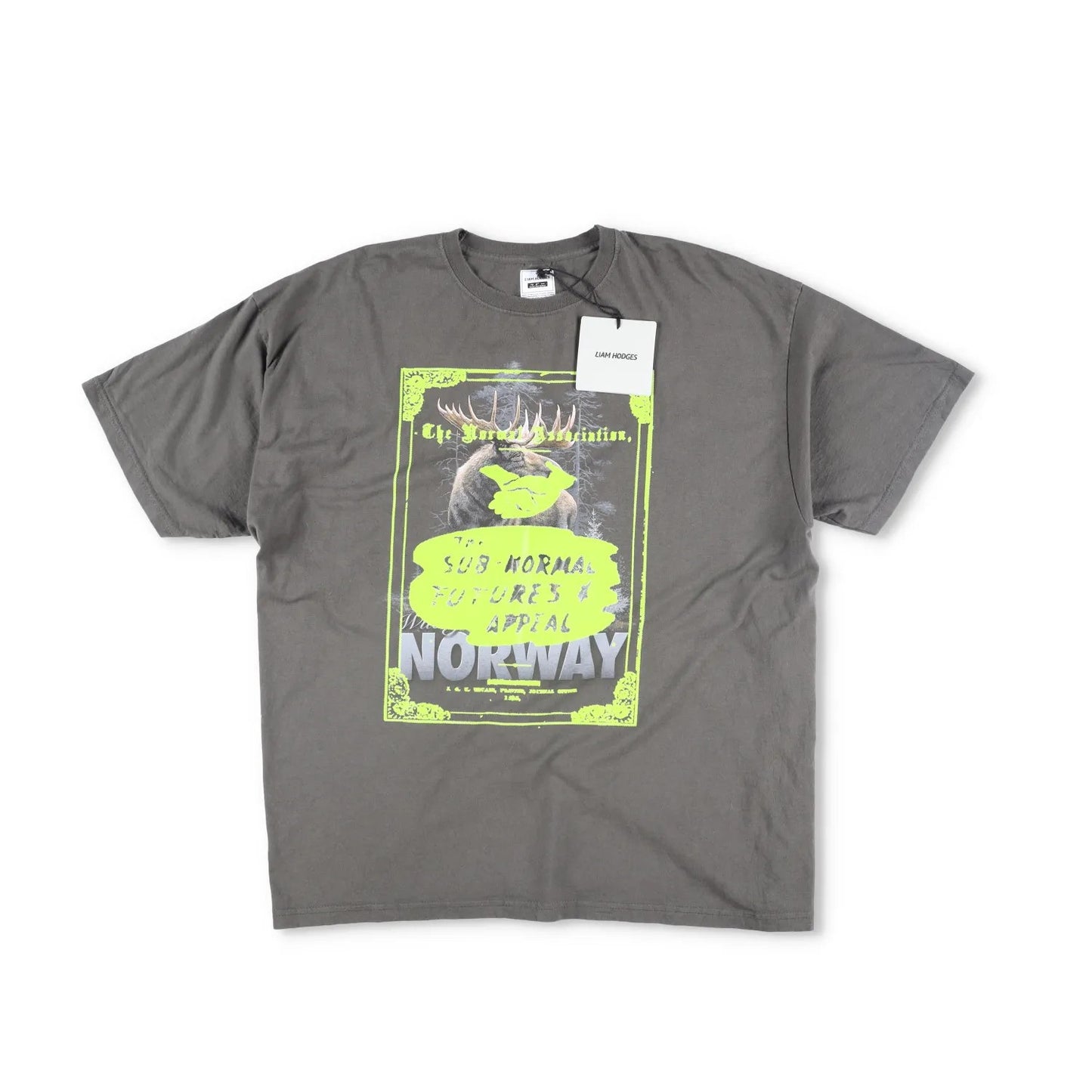 LIAM HODGES Mens T-Shirt Grey Crew Neck Short Sleeve Print Size L RRP 180 — View 5