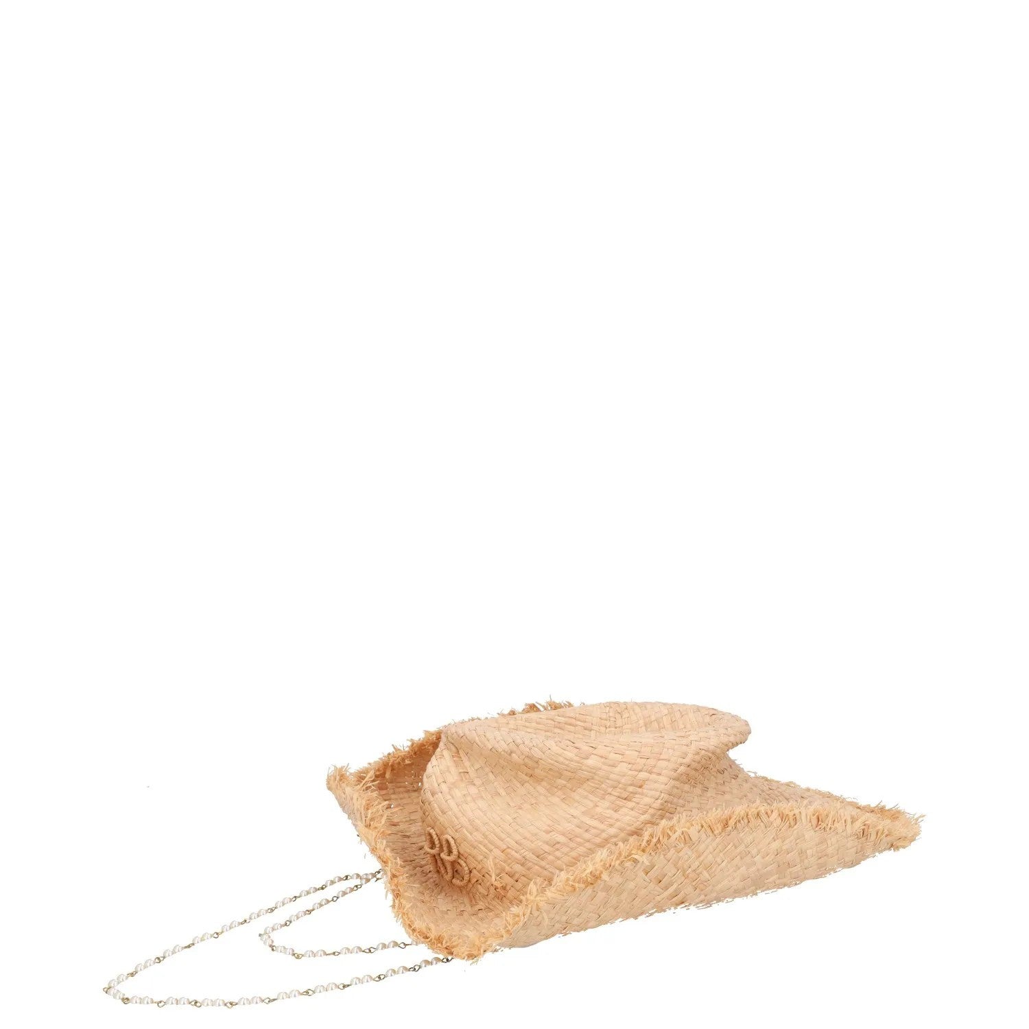 RUSLAN BAGINSKIY Womens Pearl Chain Frayed Fedora Hat Beige Neutrals M RRP 360 — View 3