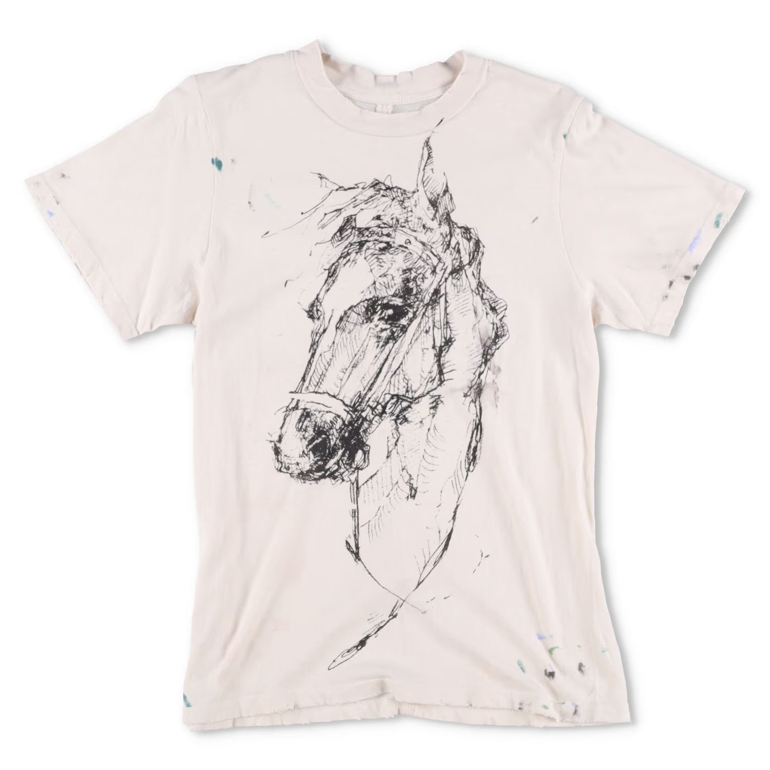 Raquel Allegra Mens T-Shirt Ivory Logo Animal Print Short Sleeve Crew 2 RRP 250