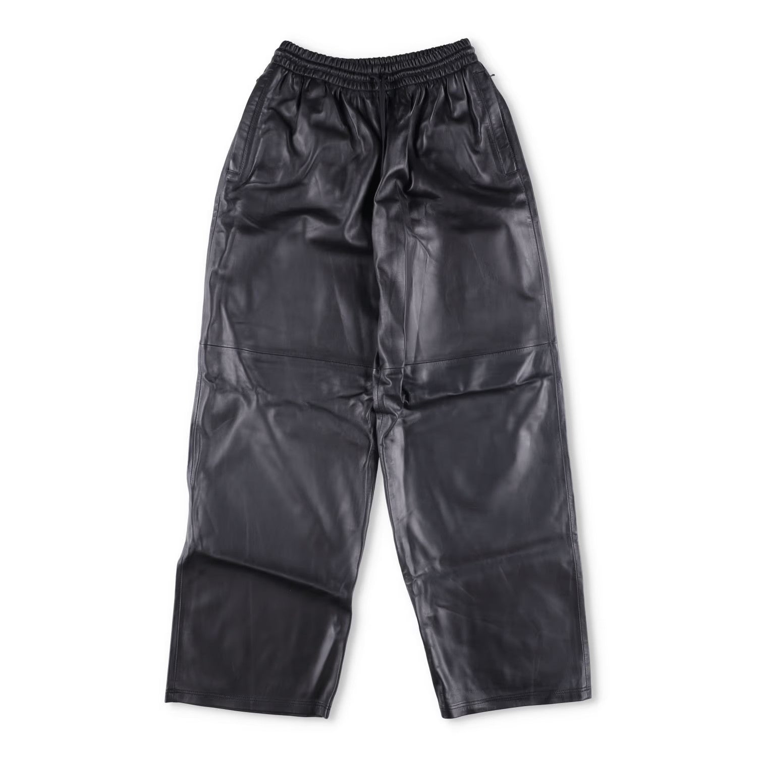 WARDROBE NYC Womens Leather Trousers Track Pant Wide Leg Black S RRP 1560