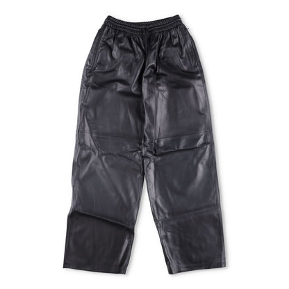 WARDROBE NYC Womens Leather Trousers Track Pant Wide Leg Black S RRP 1560