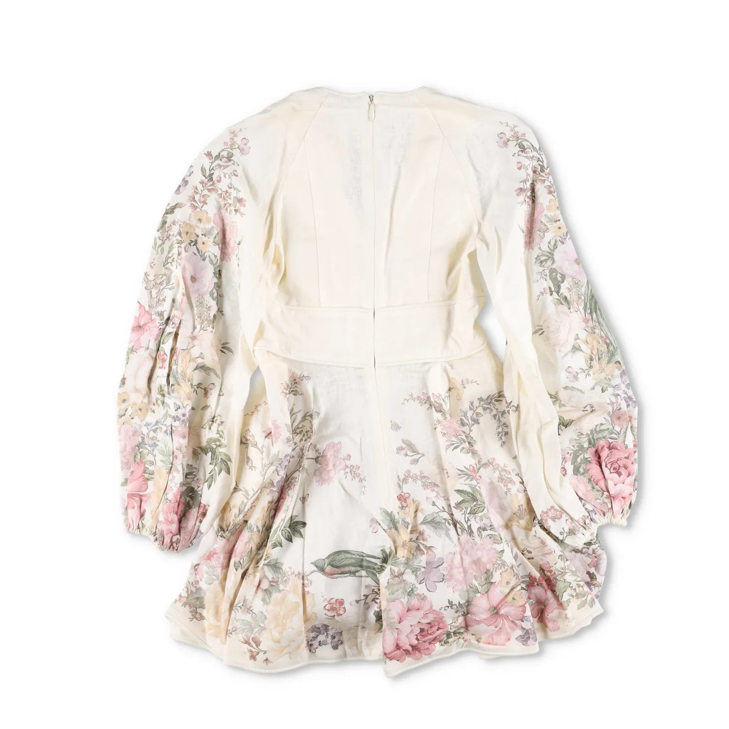 ZIMMERMANN Womens Waverly La Plunge Floral Print Mini Dress Cream UK10 RRP 775 — View 6