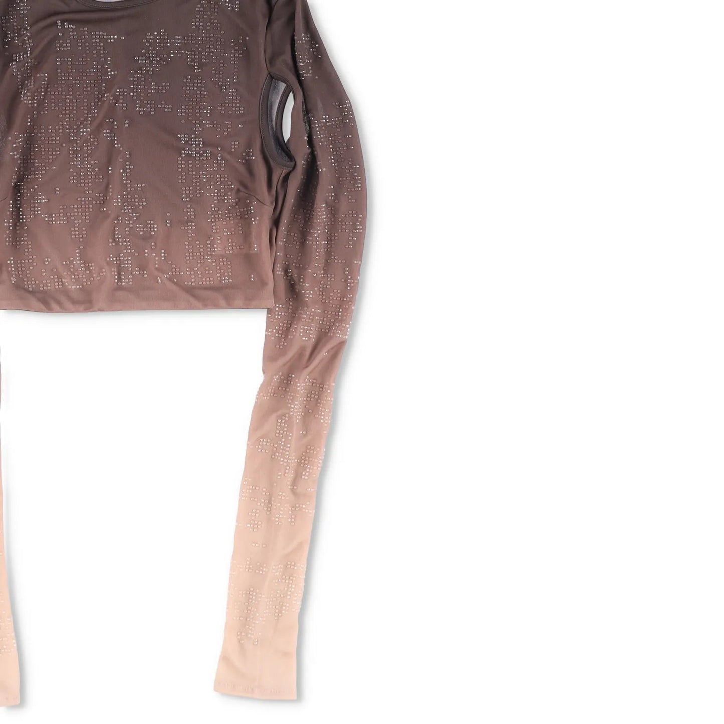 ANDREADAMO Womens Destroyed Jumper Strass Jersey Crop Top Brown Knit XS RRP 570 — View 4