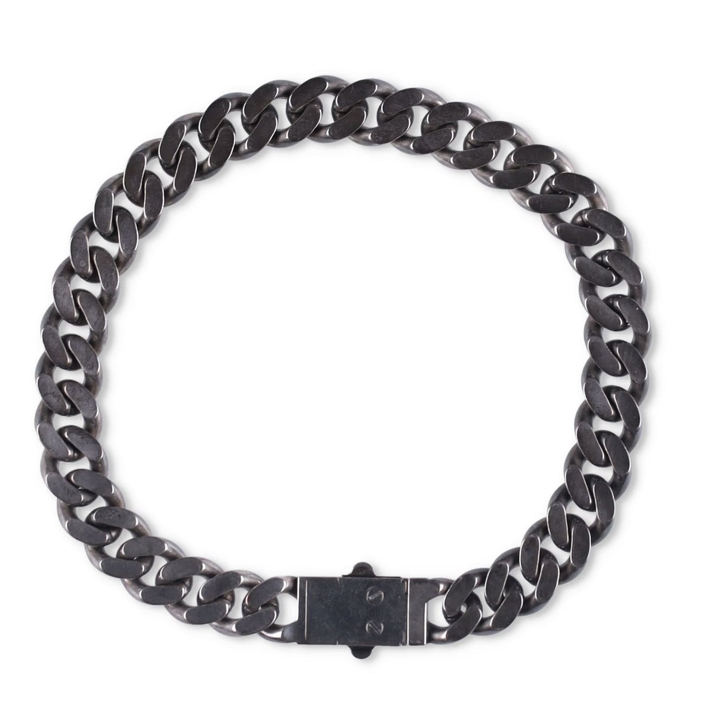 SAINT LAURENT Silver Chunky Chain Necklace Curb Push Lock Size M RRP 545 — View 3