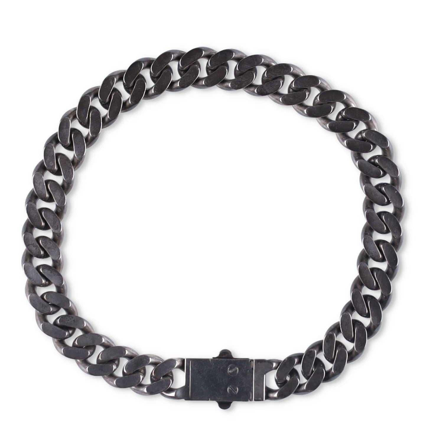 SAINT LAURENT Silver Chunky Chain Necklace Curb Push Lock Size M RRP 545 — View 3
