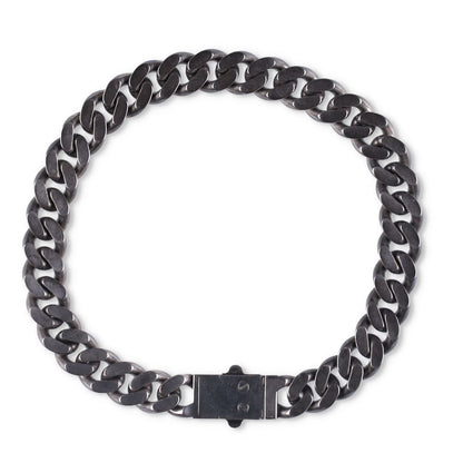 SAINT LAURENT Silver Chunky Chain Necklace Curb Push Lock Size M RRP 545 — View 3