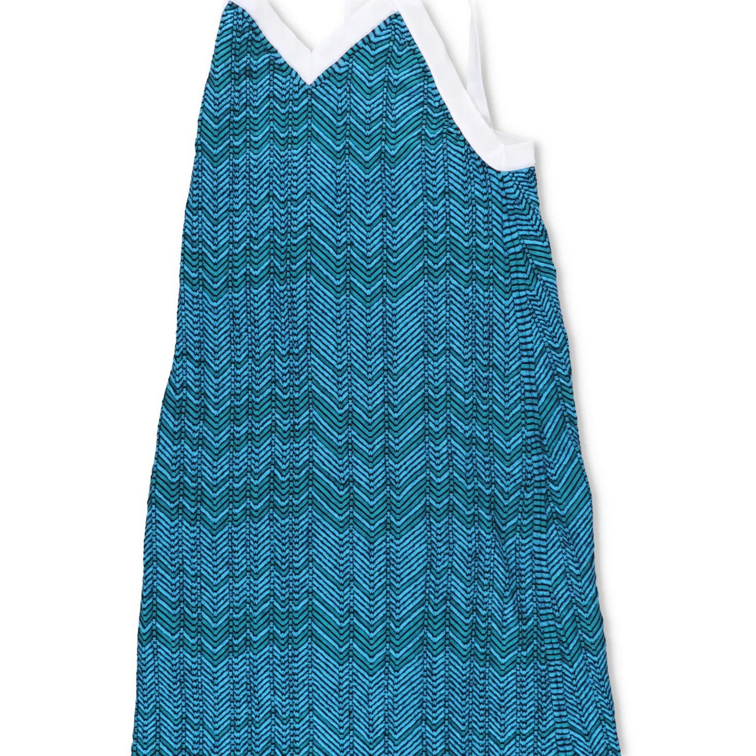 WALES BONNER Womens Palm Knit Midi Dress Blue Tie Chevron Sleeveless M RRP 585 — View 3