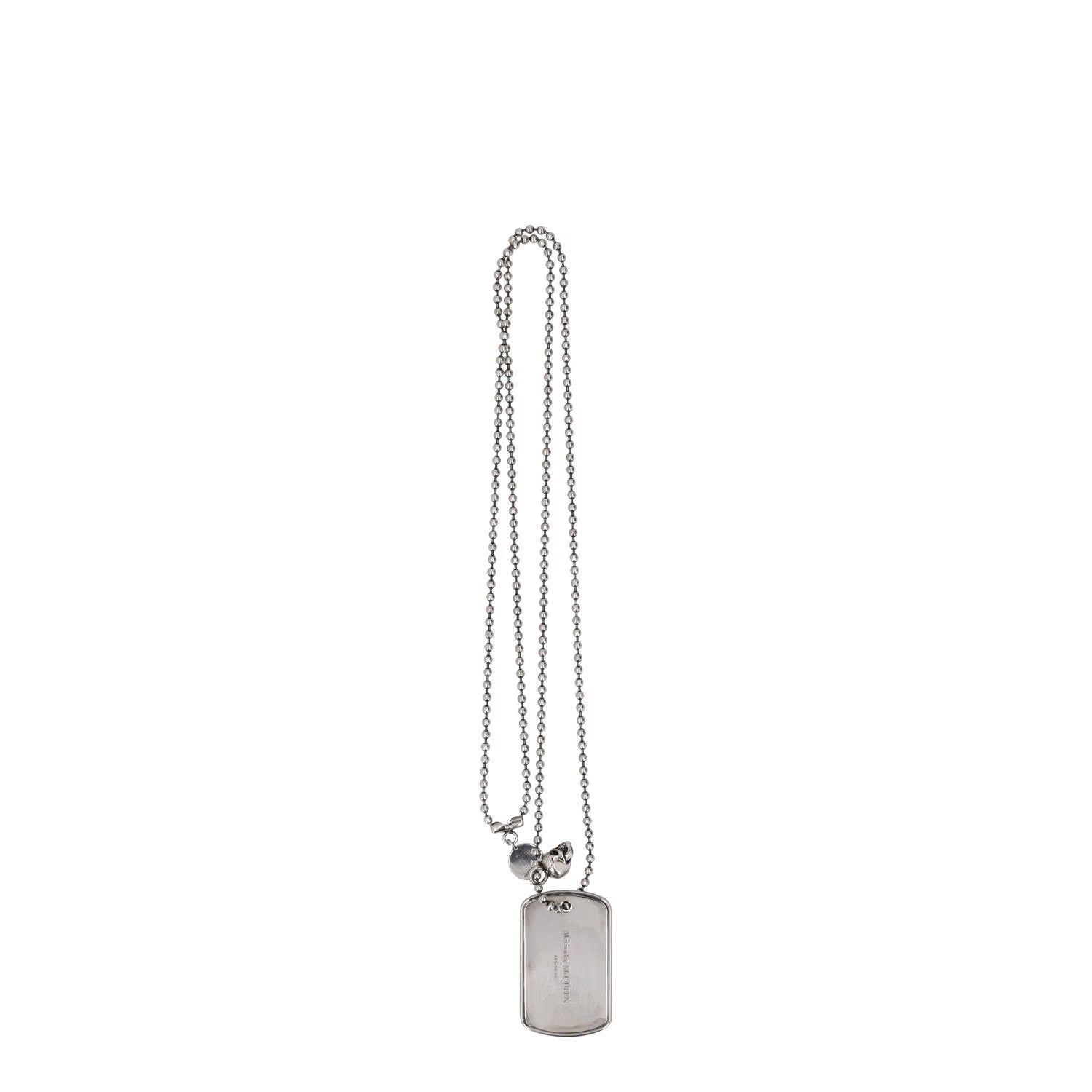ALEXANDER MCQUEEN Unisex Adults Necklace Dog Tag Silver One Size RRP 300
