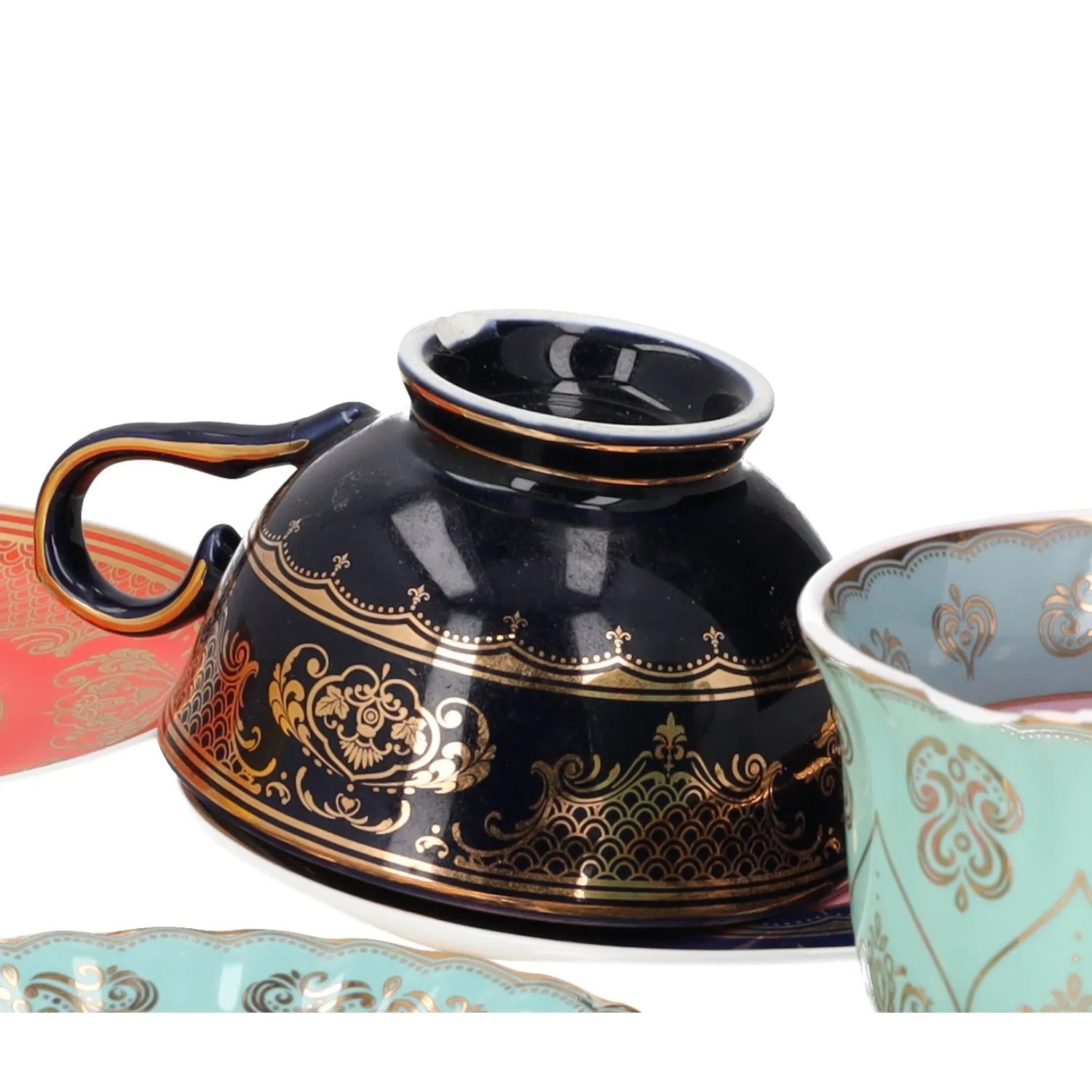 POLS POTTEN Set Of 4 Grandpa Tea Set Teacups and Saucers Multicoloured OS RRP115 — View 14