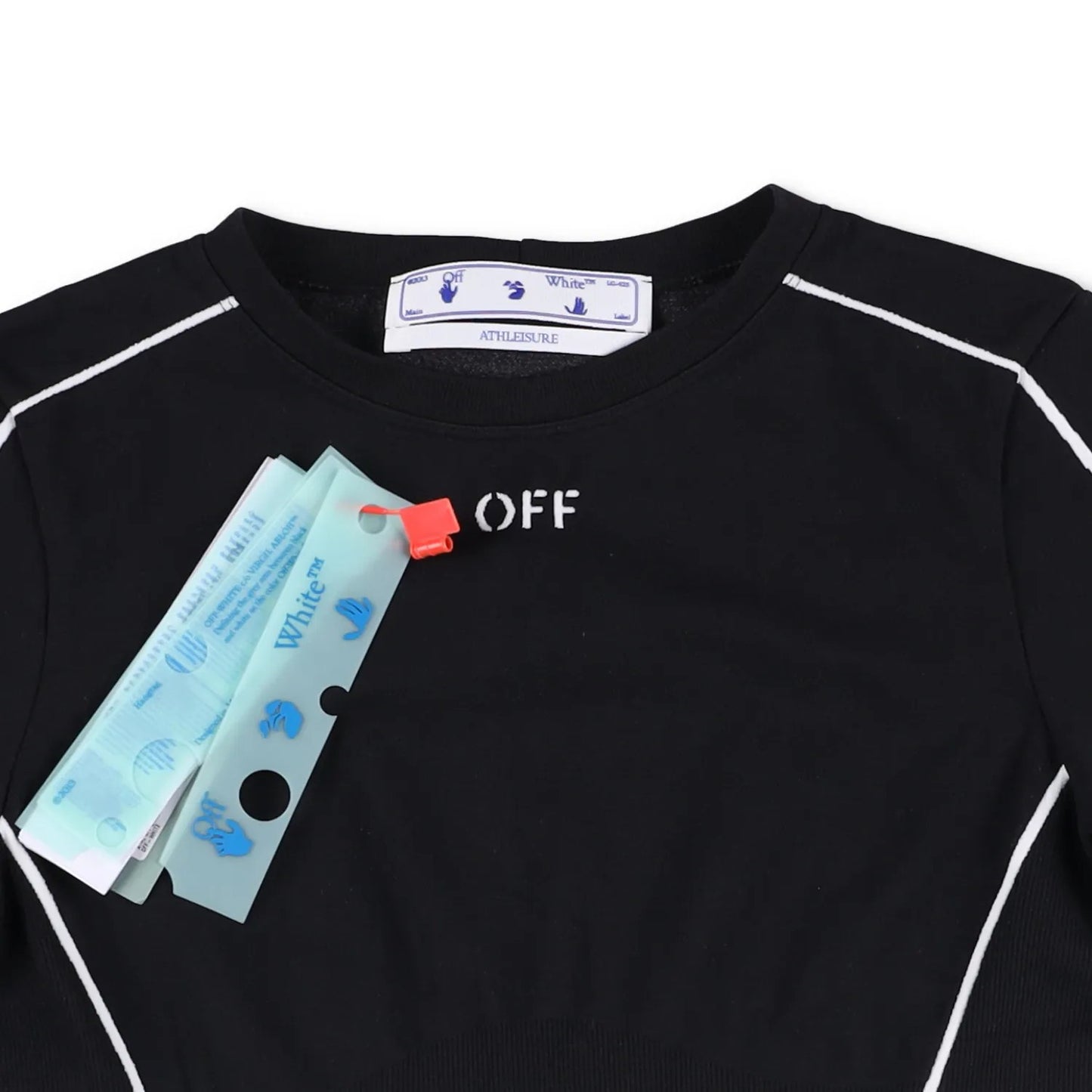 OFF-WHITE T-Shirt Black Synthetic White Striped Crew Neck Slim Fit S RRP250 — View 6