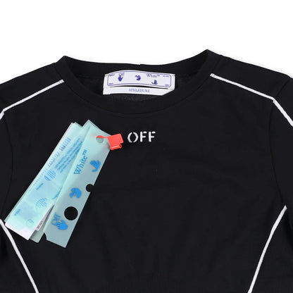 OFF-WHITE T-Shirt Black Synthetic White Striped Crew Neck Slim Fit S RRP250 — View 6