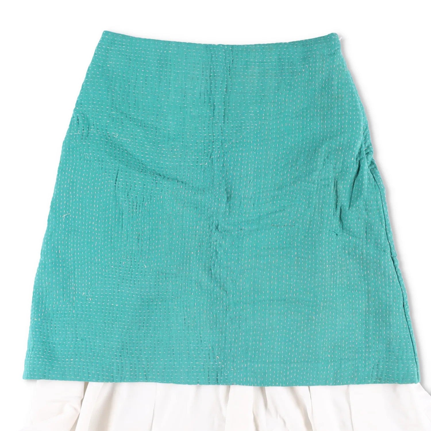 WALES BONNER Womens Triumph Skirt Green White Knee Length Size 38 RRP 1055 — View 2