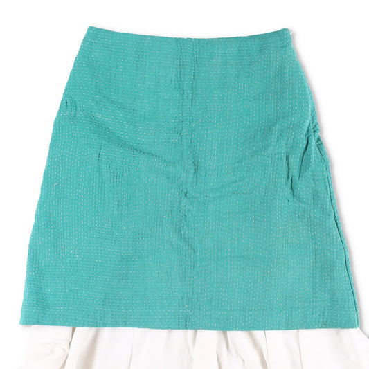 WALES BONNER Womens Triumph Skirt Green White Knee Length Size 38 RRP 1055 — View 2