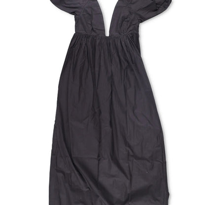 GANNI Womens V-Neck Short Sleeve Midi Dress Black Puff Shoulders Size 32 RRP 235 — View 3