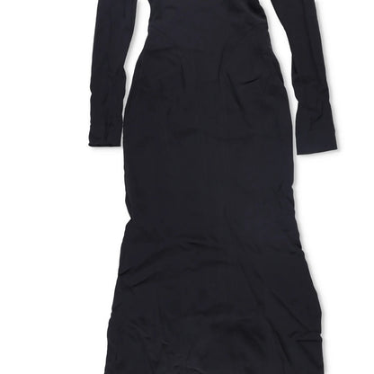 MUGLER Women Long Gown Dress Crew Neck Long Sleeve Black Size 42 RRP 2250 — View 4