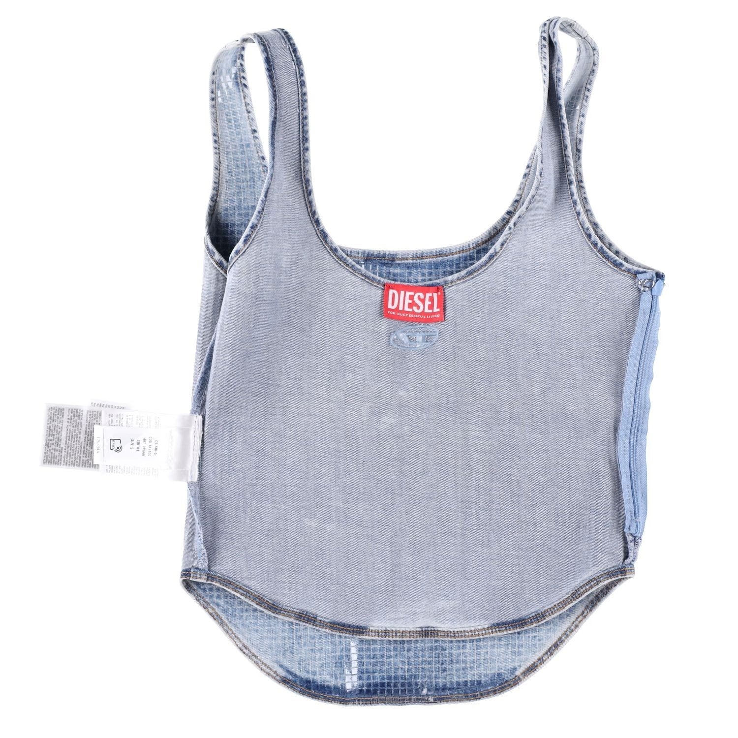 DIESEL Womens De-Shi-S Coated Denim Tank Top Blue Scoop Neck Size S RRP 280 — View 6
