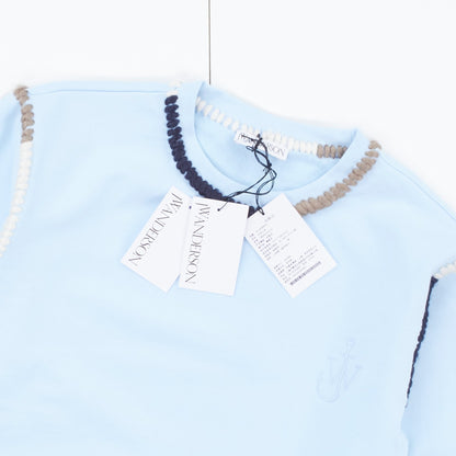 JW ANDERSON Asymmetric Contrast Stitch Crew Sweat Cotton Womens Blue S RRP245 — View 5