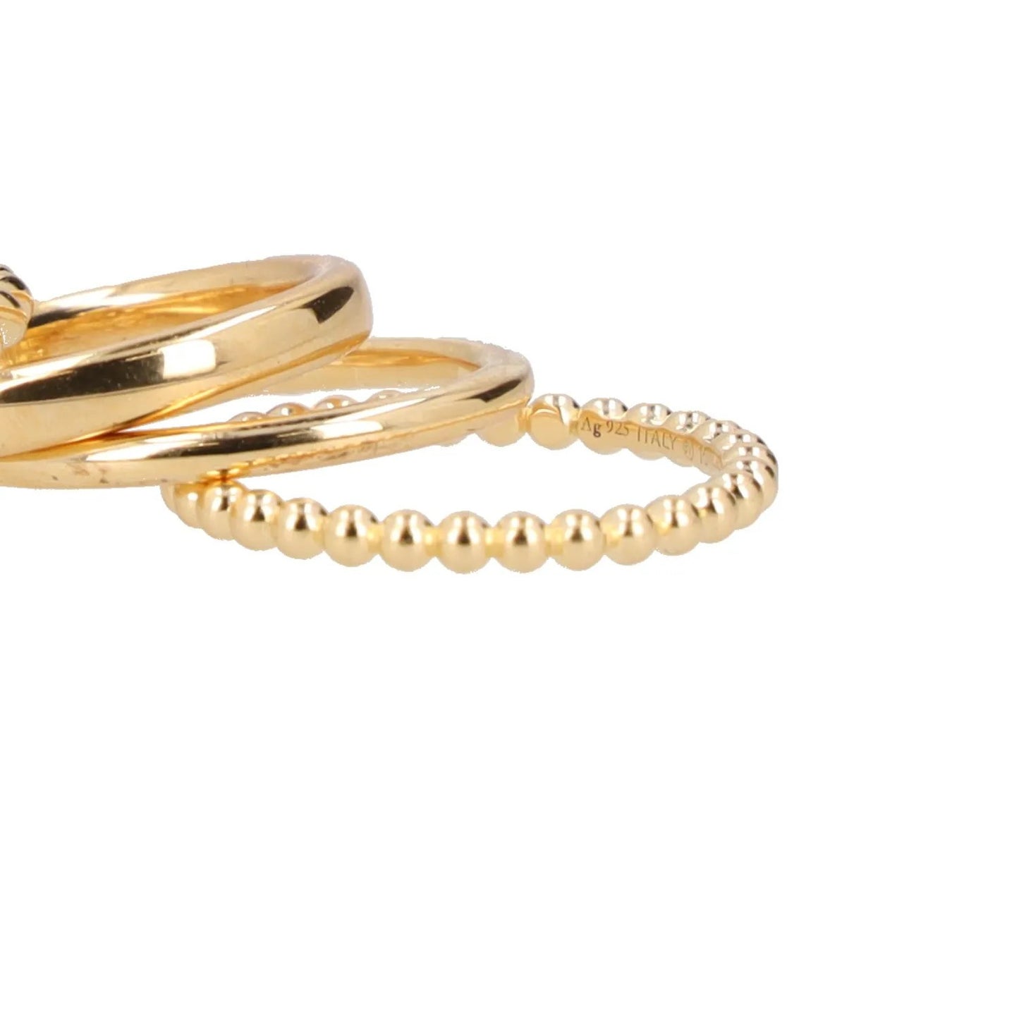 BOTTEGA VENETA Womens Ring Gold Sterling Silver Multi Layered One Size RRP 700 — View 5