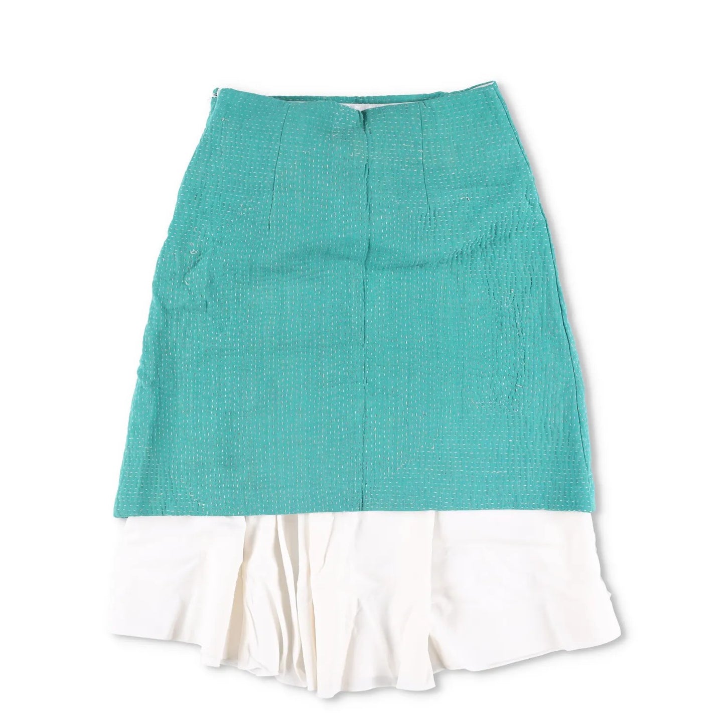 WALES BONNER Womens Triumph Skirt Green White Knee Length Size 38 RRP 1055 — View 8