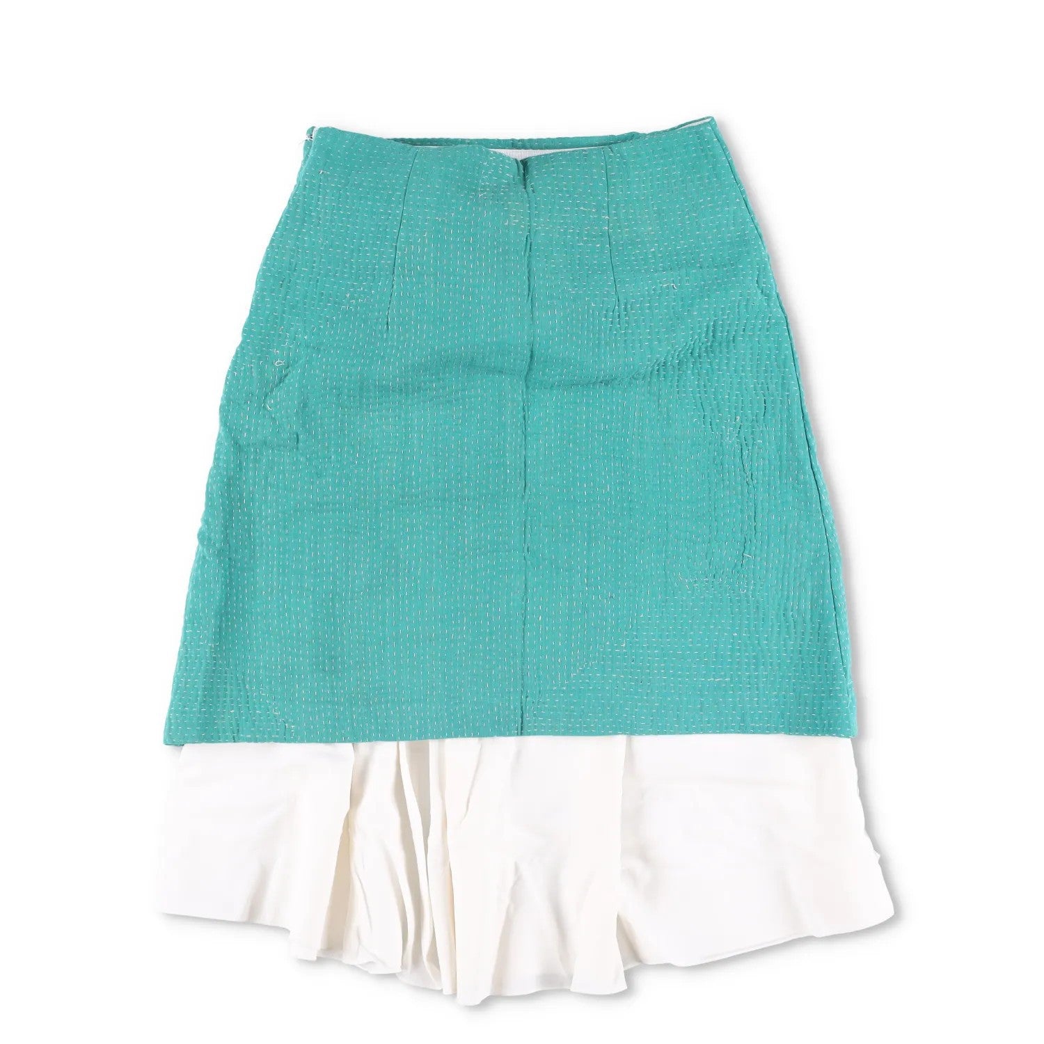 WALES BONNER Womens Triumph Skirt Green White Knee Length Size 38 RRP 1055 — View 8