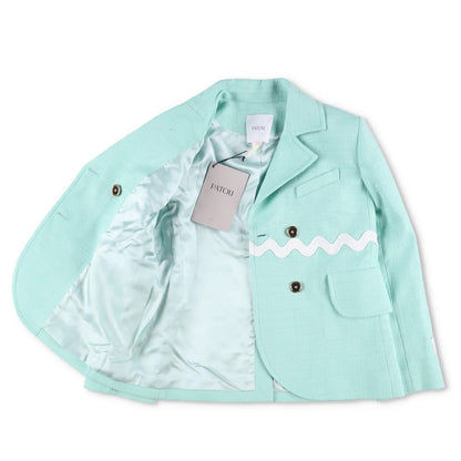 PATOU Womens Contrasted Braid Fitted J Blazer Jacket Green 2 Button 42 RRP 1100 — View 6