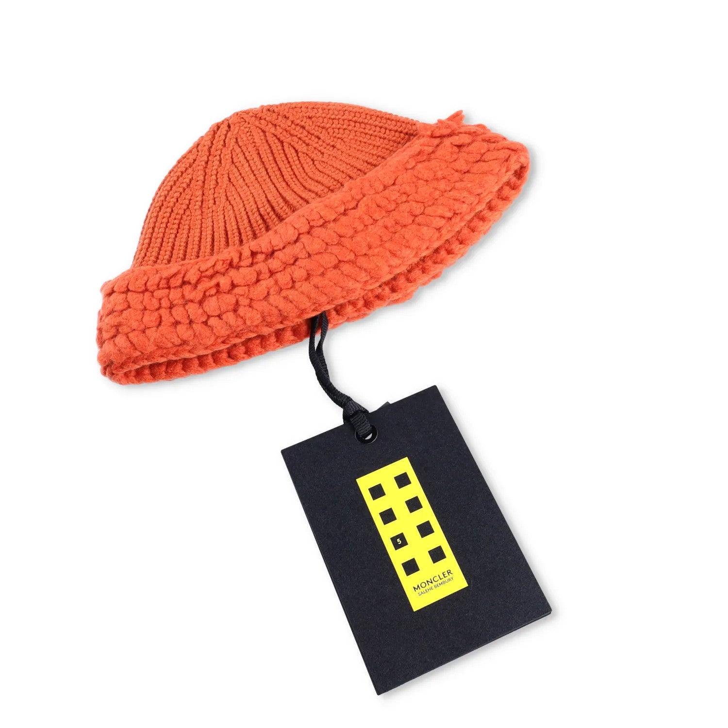 MONCLER GENIUS X Salehe Bembury Womens Beanie Hat Orange Knit Detail OS RRP 280 — View 4