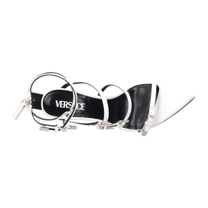 VERSACE Women XX White Leather Strappy Sandals Slanted Stiletto Heel UK7 RRP1030 — View 7